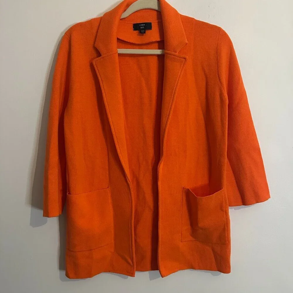 J Crew 365 Sophie Open Front Sweater Blazer Merino Wool Blend Cozy - XXS